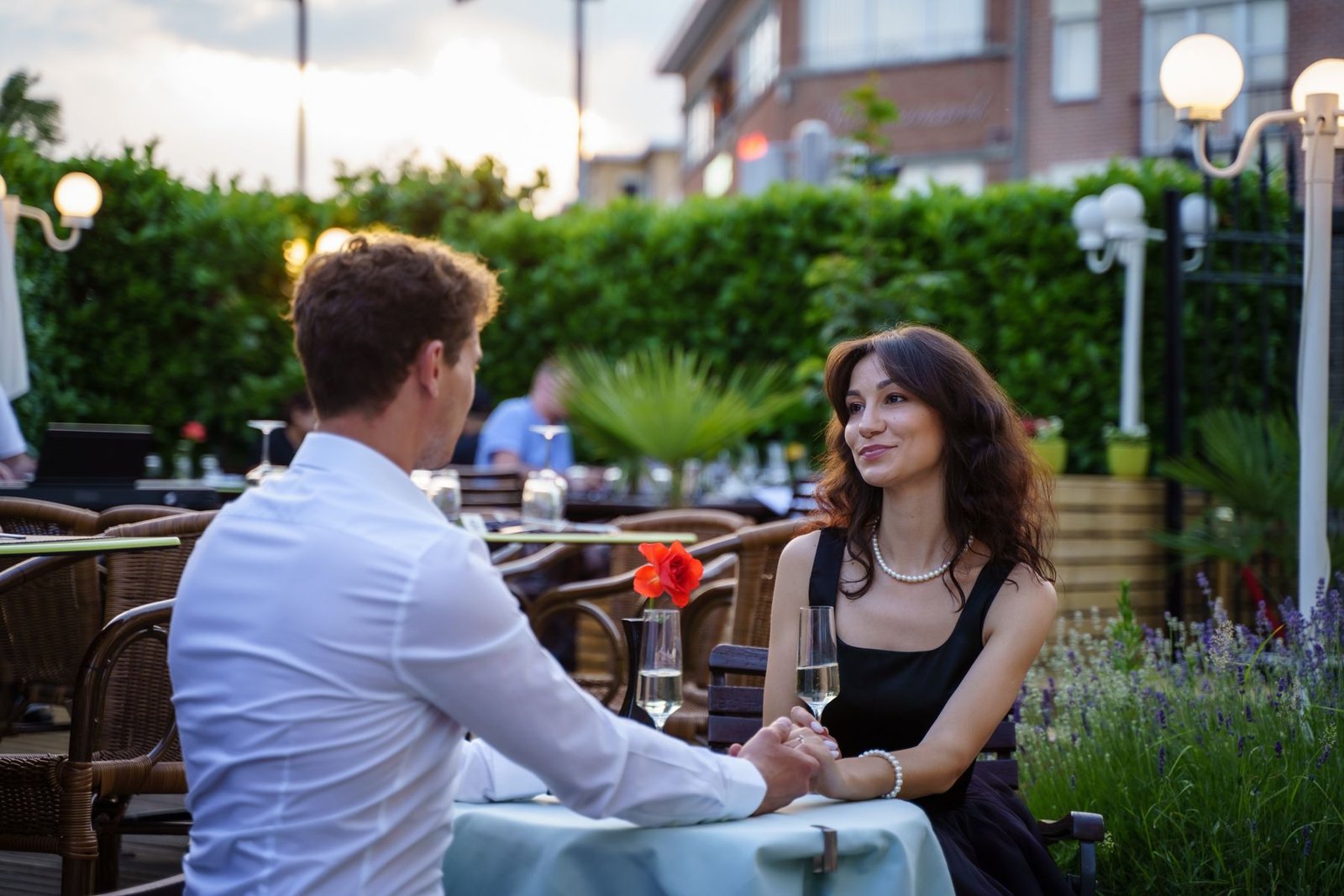 A couple enjoying an elegant dinner together